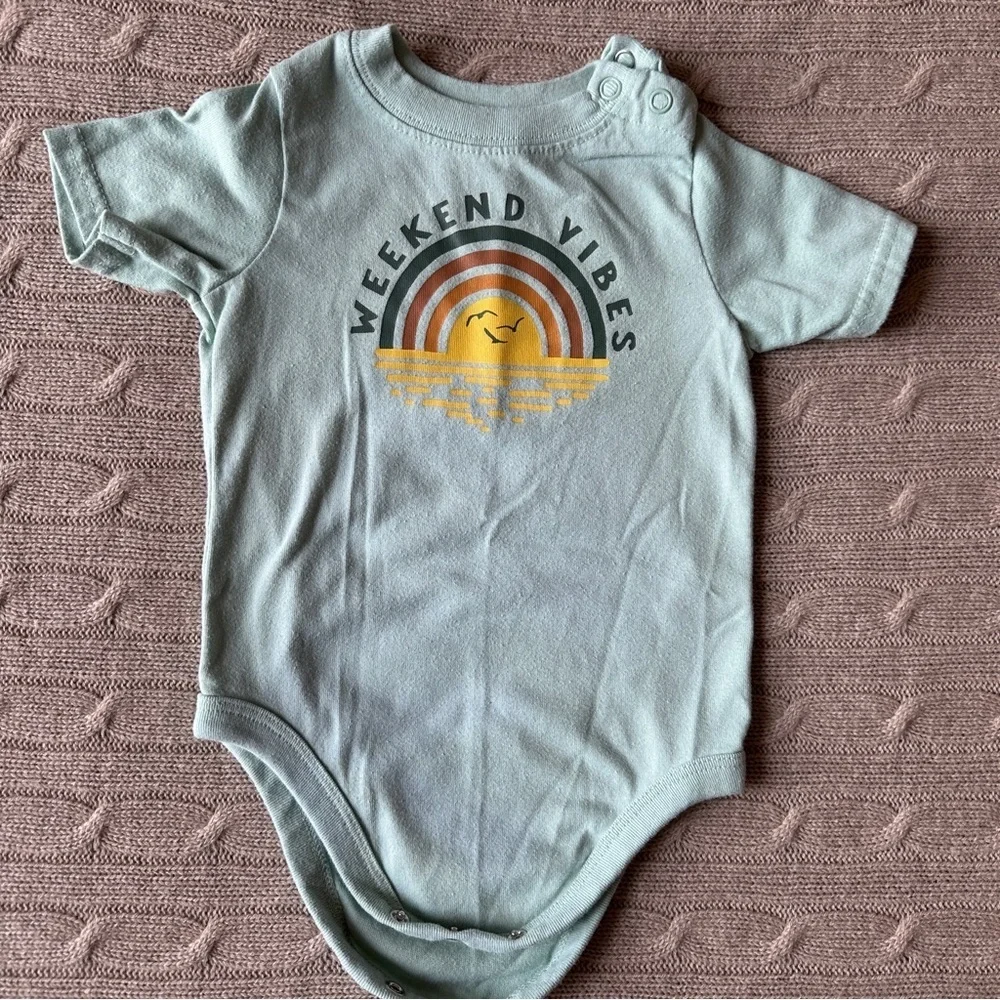 EUC Garanimals Baby Girl Outfit Set, Teal “Weekend Vibes”, 12 Months